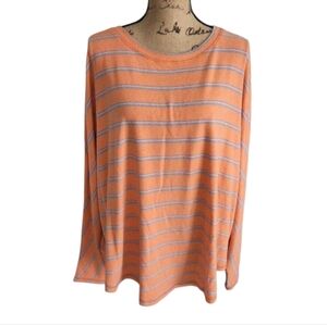 Easel Los Angeles Orange Gray Stripe Long Sleeve Casual‎ Top Women's Size L